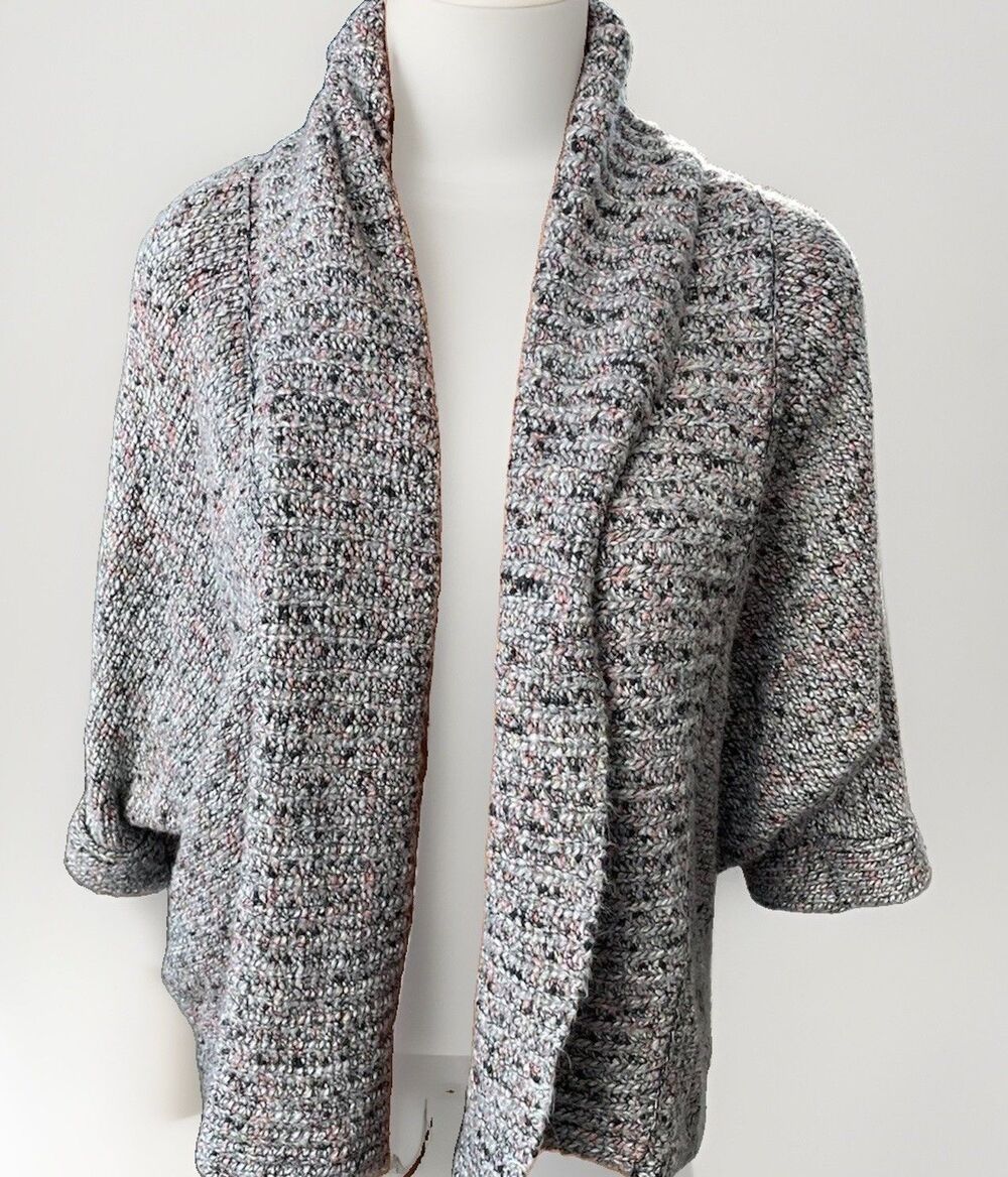 Knox Rose Knit Cardigan Sweater Size S Open Draped Cozy Gray